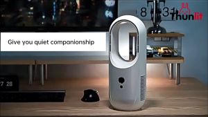 Thunlit Electric Bladeless Fan Rechargeable USB 2000mAh Silent Small Table Fan Strong Wind for Household or Office