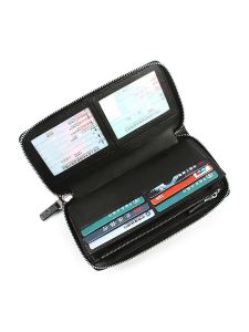 กระเป๋าสตางค์หนังนิ่มทรงยาวสีดำ กระเป๋าถือหนังนิ่มแฮนด์เมด กระเป๋าใส่บัตรแบบคลาสสิก กระเป๋าสะพายไหล่แบบลำลองสำหรับผู้ชาย