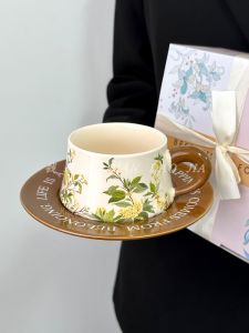 Original Design Creamy White Coffee Cup Set Nordic Style Afternoon Tea Mugs High Aesthetic Value Home Use Gift Ceramic