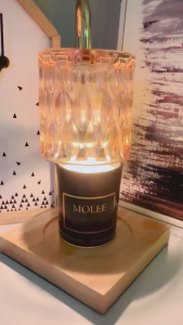 🇸🇬 [SG Seller  & Local Stock ] Amber Glass with wood base candle warmer | Gift Idea [MCW014] /  [MCW019]