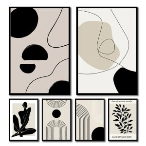 Hình Học Lá Cầu Vồng Trừu Tượng Boho Canvas Nghệ Thuật Treo Tường Phong Cách Hiện Đại Trang Trí Nhà Không Đóng Khung Bắc Âu Phòng Poster Nghệ Thuật Thẩm Mỹ Tranh