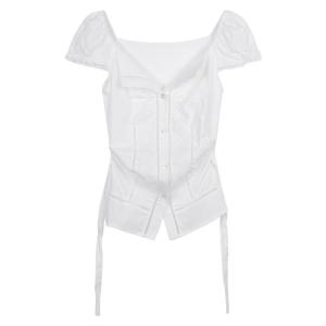 Áo Sơ Mi Nữ Trắng Pháp Ôm Body Cổ V