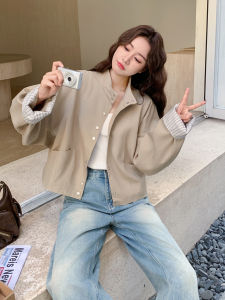 Fashionable Korean Style Short Jacket Womens Khaki Color Slimming Casual Outerwear Autumn New Arrival Small Size Friendly