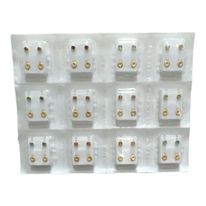 Caflon Ear Piercing Birthstone Earrings LARGE Crystal  Bezel Set