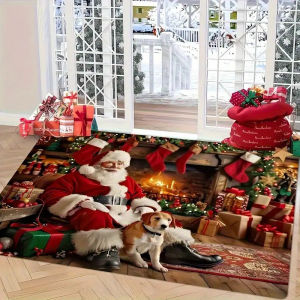 Christmas Doormat Non‑Slip Front Door Rug Washable Indoor Outdoor Xmas Gift Candy Cane Winter Entrance Mat