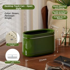 BAOJIAWANG | Push-Operated Aesthetic Narrow-Gap Lidded Desk Trash Can