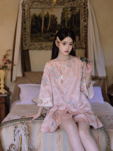 Khuôn Mặt Thời Trang Mới Trung Quốc Thời Trang Mùa Thu Váy Xếp Ly Thêu Cổ Tròn Sườn Xám Phong Cách Công Chúa Hanfu Phụ Kiện