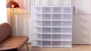 Folding shoe rack multi-layer shoe storage box plastic balcony No installation required foldable simple shoe box
