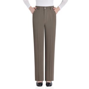 Summer New Middle-Aged Womens Pants Thin Fabric Khaki Ladies Suit Pant Long Pants High Waist Straight Ladieswear Suit Pants