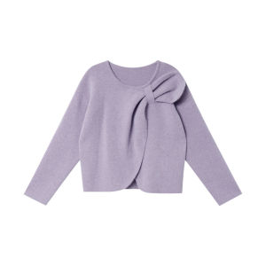 NIHAOKANONG | Áo Sweater Cổ Tròn Rộng Thanh Lịch Thiết Kế Hình Cung