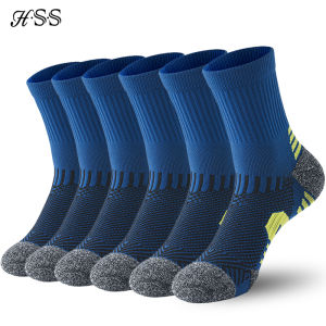 6/5/3 Pairs Mens Athletic Socks Sports Breathable Outdoor Running Compression Socks Cotton Training Long Black Stretch Socks