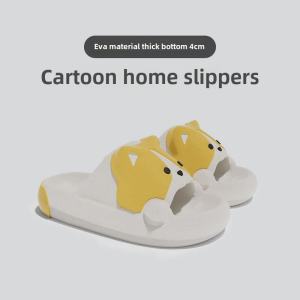 Dép Đi Trong Nhà Mùa Hè Chống Trượt Cho Cặp Đôi Nam Nữ Corgi Đế EVA Đế Phẳng Dép Đi Trong Nhà Đế Ngoài Đế Ngoài