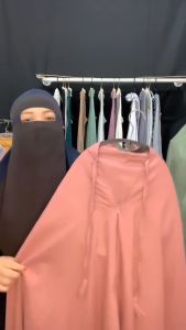 (GRATIS SEJADAH)mukena traveling polosan mini pouch 2in1 Dewasa katun premium