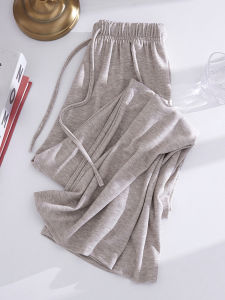 กางเกงขายาวทรงหลวมเอวสูงสไตล์เกาหลีสำหรับผู้หญิง กางเกงขายาวทรงตรงผ้าโพลีเอสเตอร์ผสมยางยืดสำหรับฤดูใบไม้ผลิและฤดูใบไม้ร่วง