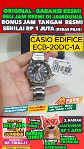 CASIO ORIGINAL - EDIFICE ECB-20DC-1ADF - MEN STAINLESS STEEL - Hitam Jam dunia JD18 # Jam Tangan Pria Jam Tangan Anti Air CASIO EDIFICE + CASIO ECB-20DC-1AD ECB 20DC 1AD ECB-20DC 20 DC ECB20 ECB-20 ECB-20 $