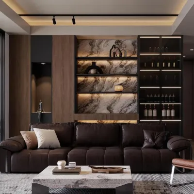 Luxury Italian Style Glass Door Floor-to-Ceiling Arc Sideboard Wine Cabinet Wardrobe