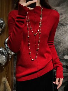 QINGNAER | Slimming Elegance Half High Collar Sweater