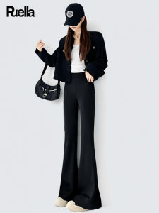 puella | Short Fall Slimming Black Flared Pants