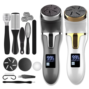 Rechargeable Electric Foot Rasp Electric Pedicure Foot Sander IPX7 Waterproof 3 Grinding Heads to Eliminate Feet Dead Skin
