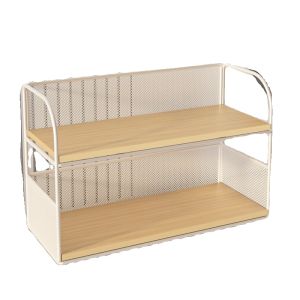 Multi-Layer Cosmetic Storage Box Desktop Organizer Iron Material Long Rectangle Shape Painted Surface for Bathroom And Bedroom