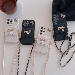 szhaiyu | 3D Bowknot Crossbody Wallet Phone Case For iPhone 16 15 14 Plus 13 12 11 XS XR X 7 8 Pro Max Plus SE with Card Holder Lanyard