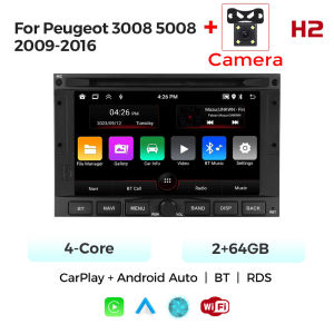 Android OS 7 Inch Wireless Carplay Android Auto 2+64GB Car Radio For Peugeot 3008 5008 2009 - 2016 BT WIFI RDS FM GPS Navigation