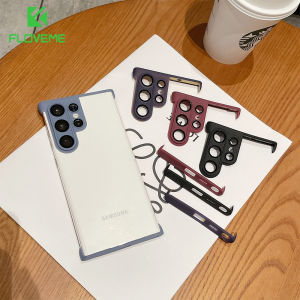 FLOVEME Frameless Corner Pad Silicone Bumper Case For Samsung Galaxy S22 S23 S24 Ultra S23+ S22+ Plus With Glass Lens Protector Anti-fall TPU Cornor For Samsung S24 S23 S22