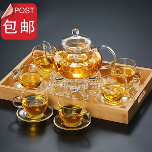 Glass Tea Set Tea Making Device Thickened Borosilicate Flower Tea Teapot Set High Temperature Resistant Filter Kung Fu Tea Cup Transparent For Home