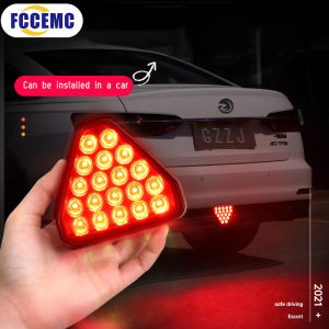 LED Car Brake Tail Light Triangle Red Reversing Stop Flash Warning Fog Lights Anti-collision Auto Singal Lamp Universal 12v New
