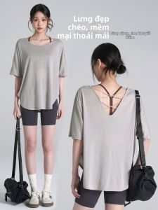 Lanwen | Cross Back Slimming Tunic Shirt for Gym Yoga