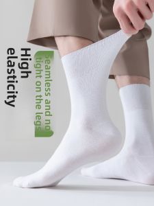 JINGCHI | Mens Cotton Socks Loose Fit Mid-Calf Summer Elderly Comfortable Wide Fit