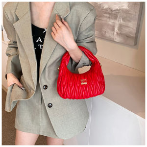Fashion Pleated Cloud Shoulder Bags for Women Removable Shoulder Strap Crossbody Bag PU Handbags Ladies Shopping Small Bag Purse