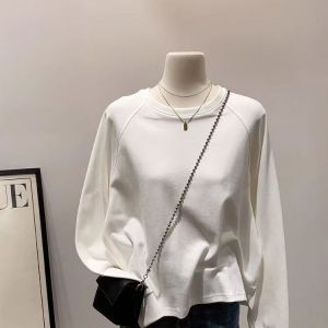 Áo Thun Tay Dài Cổ Tròn Dáng Rộng Phong Cách Hàn Quốc Mùa Thu 2025 Áo Thun Cotton Thường Ngày Cho Nữ