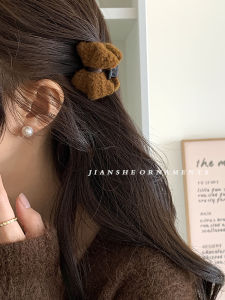 Cute Youth-Looking Wool Bows Barrettes: Autumn Winter Grip Princess Hairstyle Bangs Side Clips Hairpin