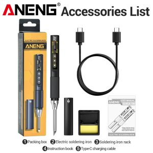 ANENG | ANENG SL108 Portable Soldering Iron T12 Tip OLED Screen PD QC Fast Charge 100-450℃ Auto Sleep Electronic Circuit Welding Tool