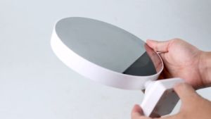 Cermin Kaca Unik Spesial Bisa Pasang Foto Magic Mirror Photo Frame | Kaca Cermin Ring Light Bulat Bundar Lampu LED dengan Bingkai Foto di dalam | Kado Hadiah spesial unik romantis valentine untuk pacar pasangan keluarga istri serbaguna | TaffHOME A1240