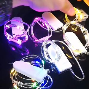 ( Giá Sỉ) Đèn led 1m 2m fairylight đom đóm chạy bằng pin nhiều màu sắc dùng để trang trí