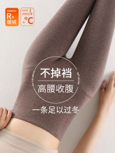 Thickened Fleece High Waist Womens Leggings Autumn Winter Warm Cotton Pants Grey Footed One-Piece Pantyhose Base Layer Trousers