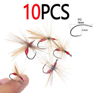 Bimoo 5/10pcs #12 Epoxy Bloody  Ant Fly Barbless Dry Fly Terrestrials Insect Bait Trout Bass Steelhead Grayling Fishing Flies
