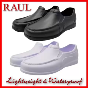 Duralite Raul Men's Lightweight and Waterproof Round-Toe Shoes - Non-Slip Rubber Soles - Black and White - Classic Design and High-Quality Make