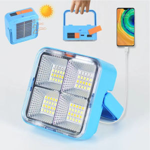 Portable Solar Light USB Rechargeable Outdoor Lighting Powerful LED Reflector Spotlight Projector Floodlight Construction Lamp