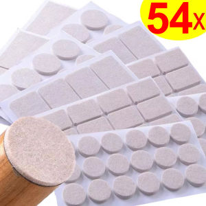 54Pcs Self Adhesive Felt Chair Leg Pads Floor Scratch Protectors Furniture Legs Table Leg Covers Round Square Bottom Anti-Slip Pads