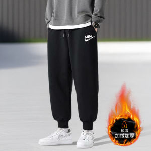 Mens Fleece Lined Casual Sports Pants Loose Fit Autumn Winter Long Trousers Comfortable Breathable Streetwear Style