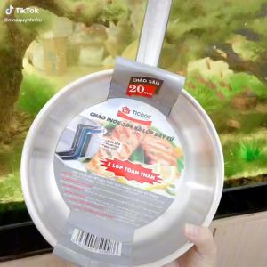 Chảo Inox 304 TICOOK 3 Đáy CAO CẤP XỊN XÒ - Chảo đáy từ inox 304 dùng mọi loại bếp