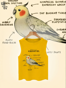 RuiYi | Cute Parrot Pattern Sleeveless T-shirt Cotton