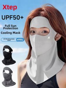 XTEP | Female Sun Protection Face Mask with Extended Neck Protection Breathable Ice Silk Material Anti-UV