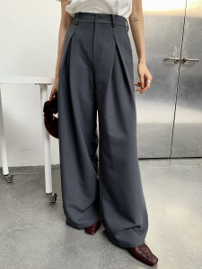 Dragon Joy High Waist Wide Leg Spring Autumn Style Pants Drapey Feel Casual Long Trousers for Women Commute Comfortable