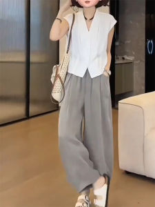 High Waist Straight Leg Casual Pants Womens Autumn New Style Large Size Pear Shape Loose Slimming Nine Points Carrot Pants