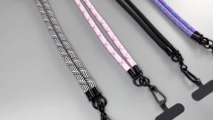 Stylish Shoulder Strap Lanyard with Tether Tab 1.2M Adjustable Nylon Thick Rope Mobile Phone Lanyard