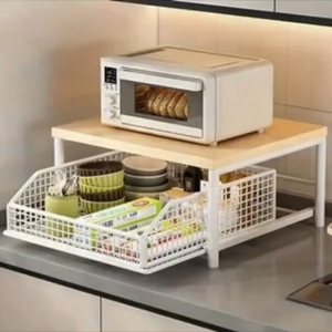 Multi-Functional Organizer Space-Saving Countertop Storage Rack Storage Oven Stand with Drawer Tableware Organizer for Tableware Bowls And Plates